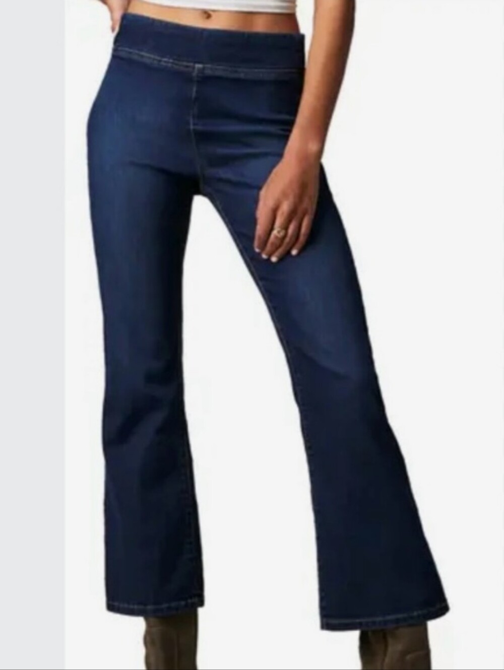 We The Free In My Feelings Pull On High-Rise Dark Blue Flare Jeans Size Large